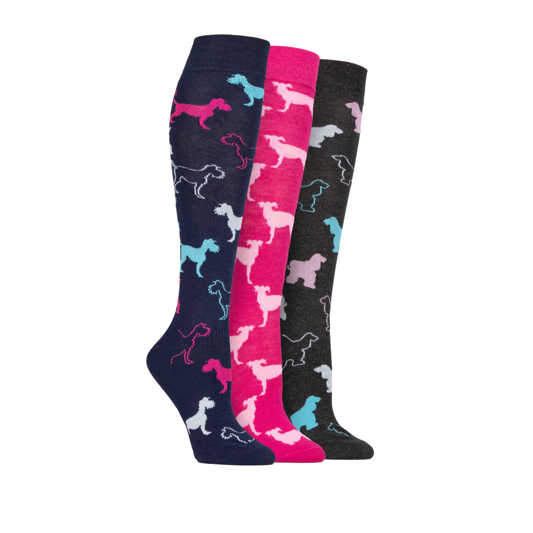 Dare2Wear - Women’s Long Socks - Pack of 3 - Dogs