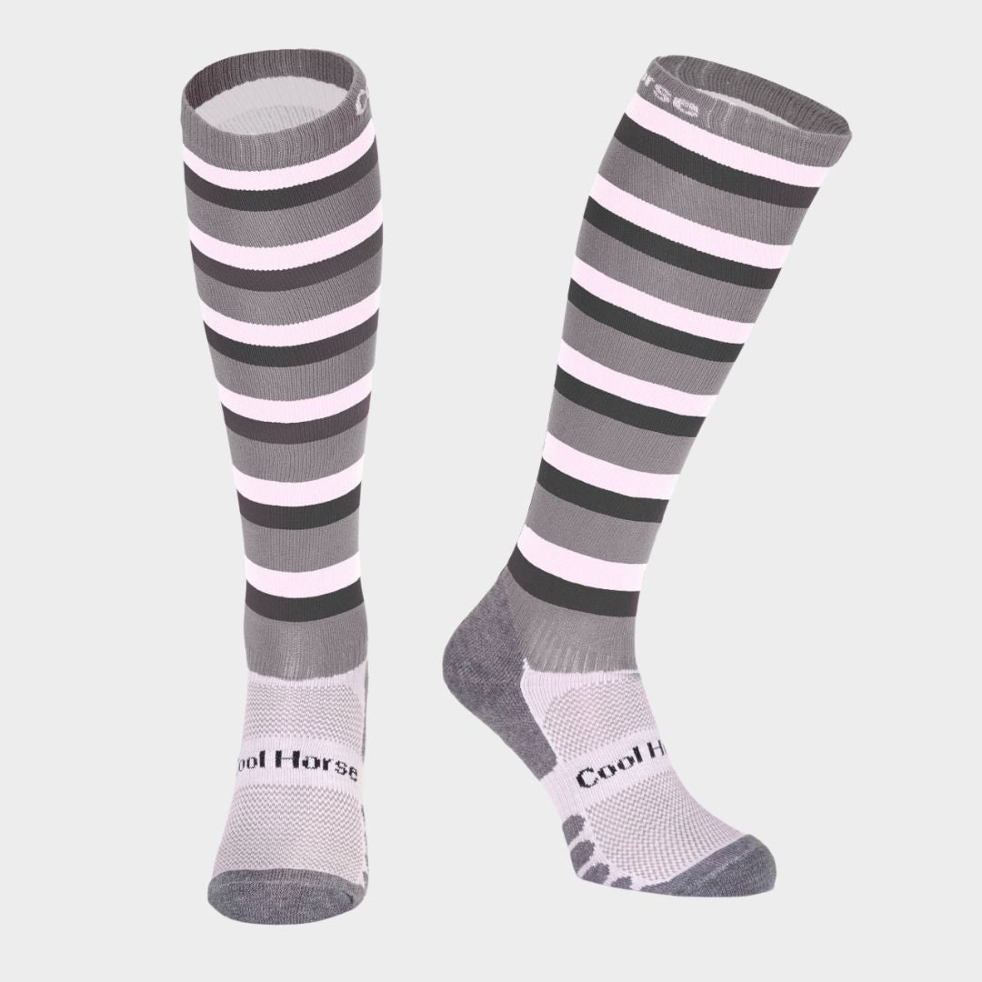 Cool Horse Socks - Competition Sock - Grey Stripes - UK 12-3