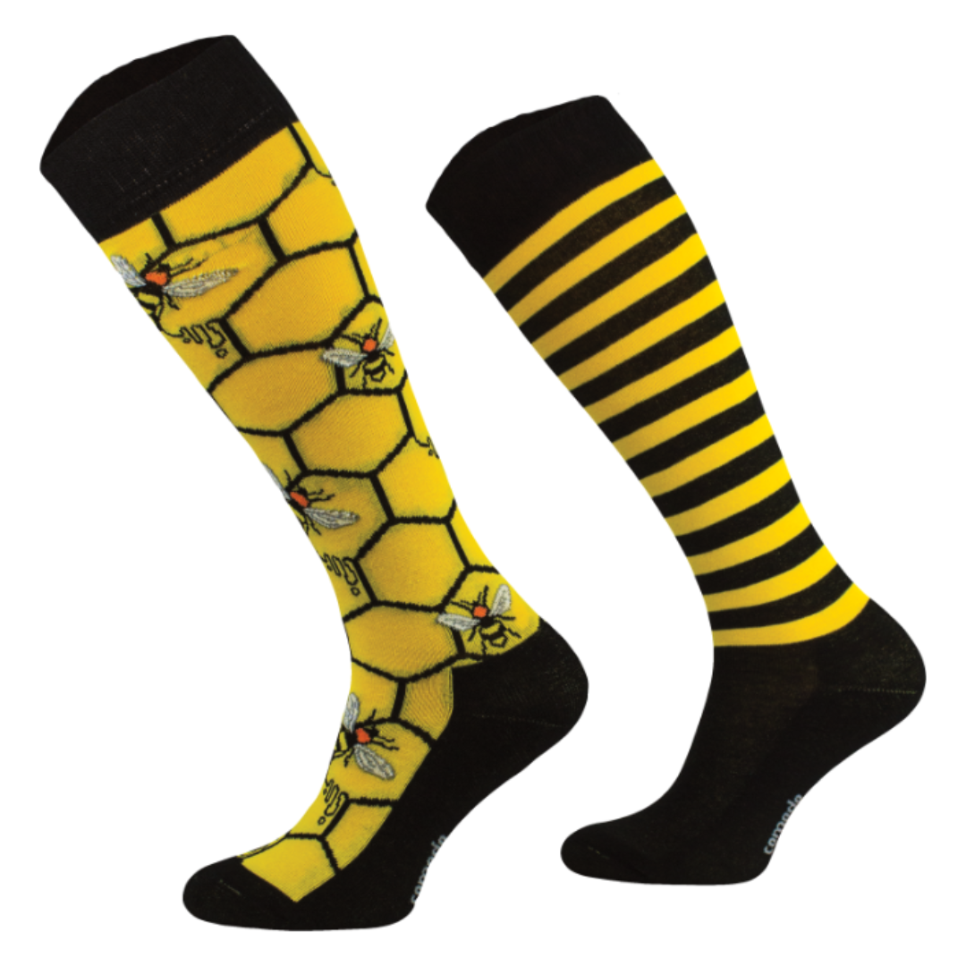 Comodo - Knee High Riding Socks - Bee Hive - Novelty Odd Socks