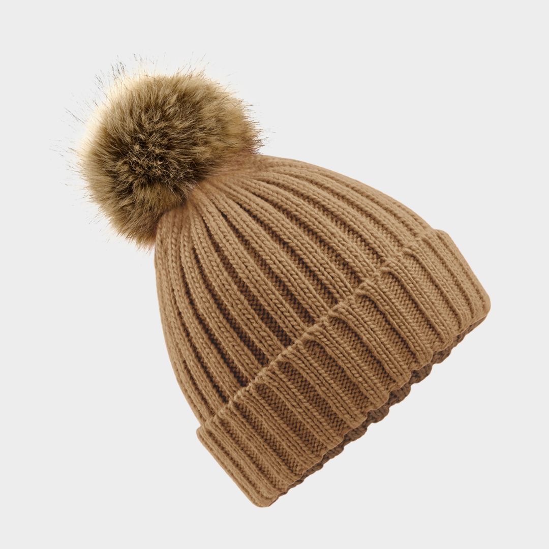 Fur Pom Chunky Knit Beanie - Multiple Colours