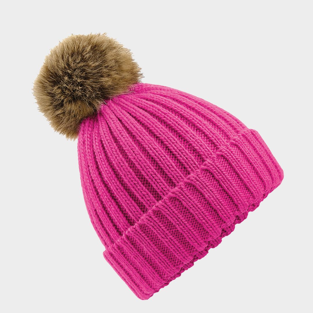 Fur Pom Chunky Knit Beanie - Multiple Colours