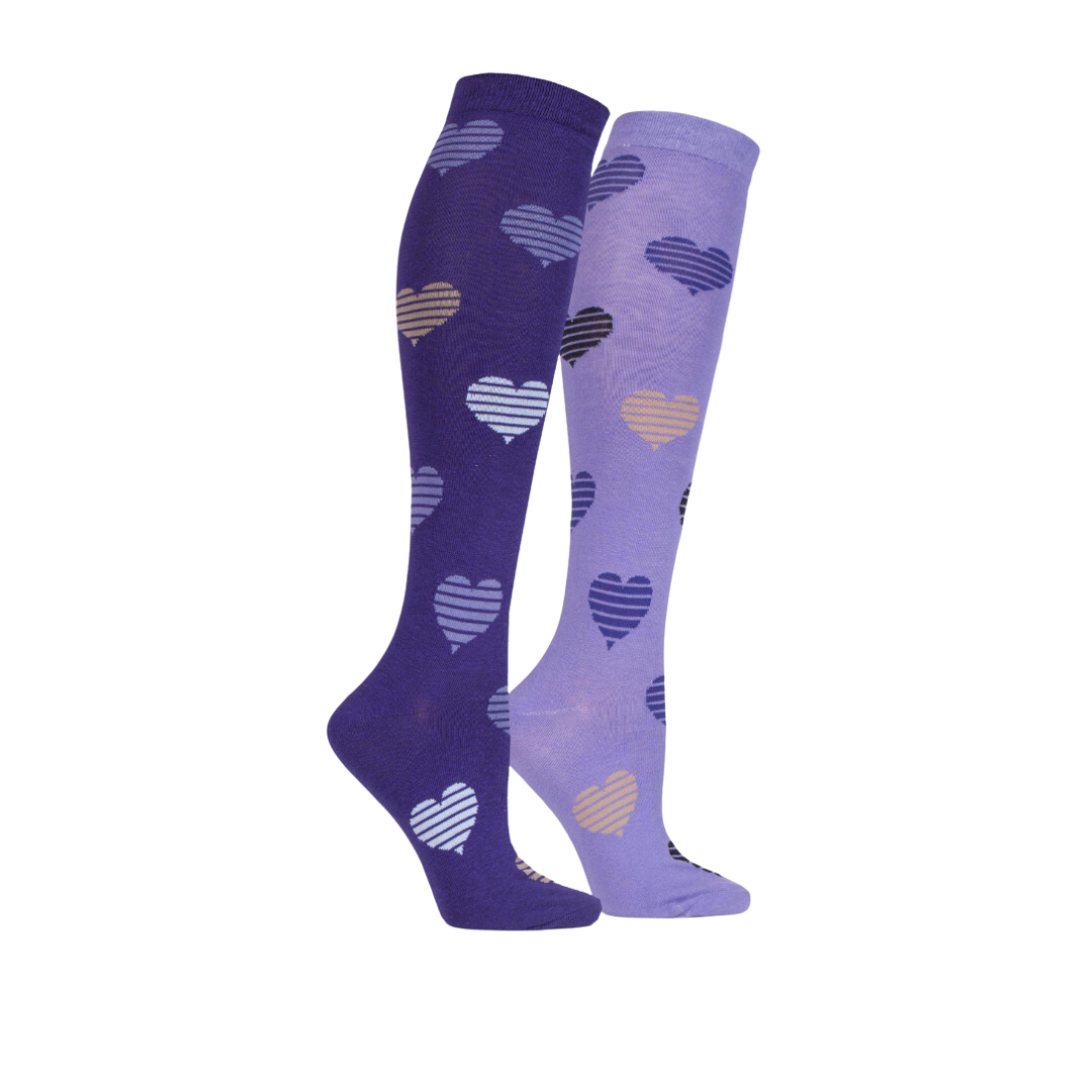 Storm Bloc Knee High Socks - Heart Design - Twin Pack – Multiple sizes/colours