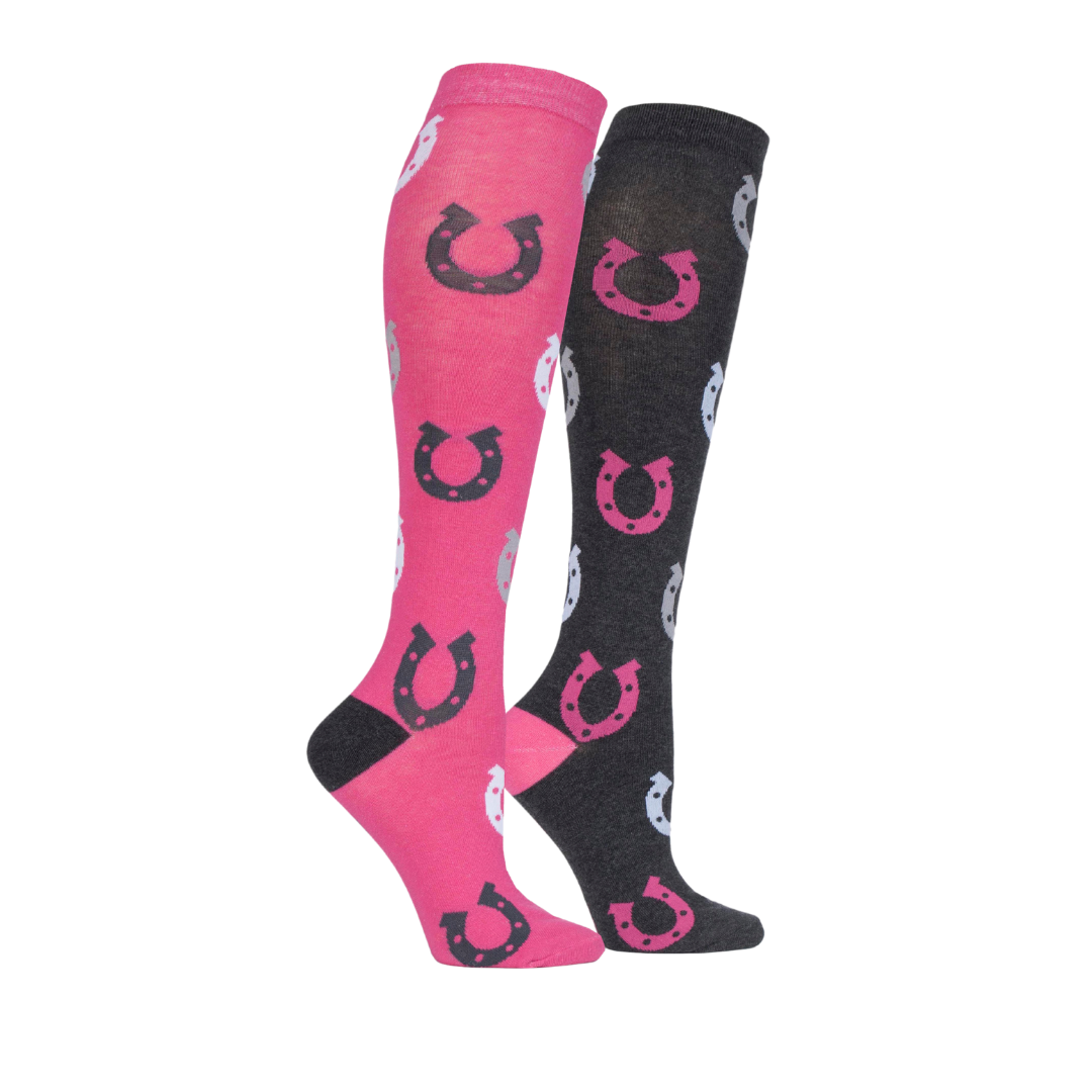 Storm Bloc Knee High Socks - Horseshoe Design - Twin Pack – Multiple sizes/colours