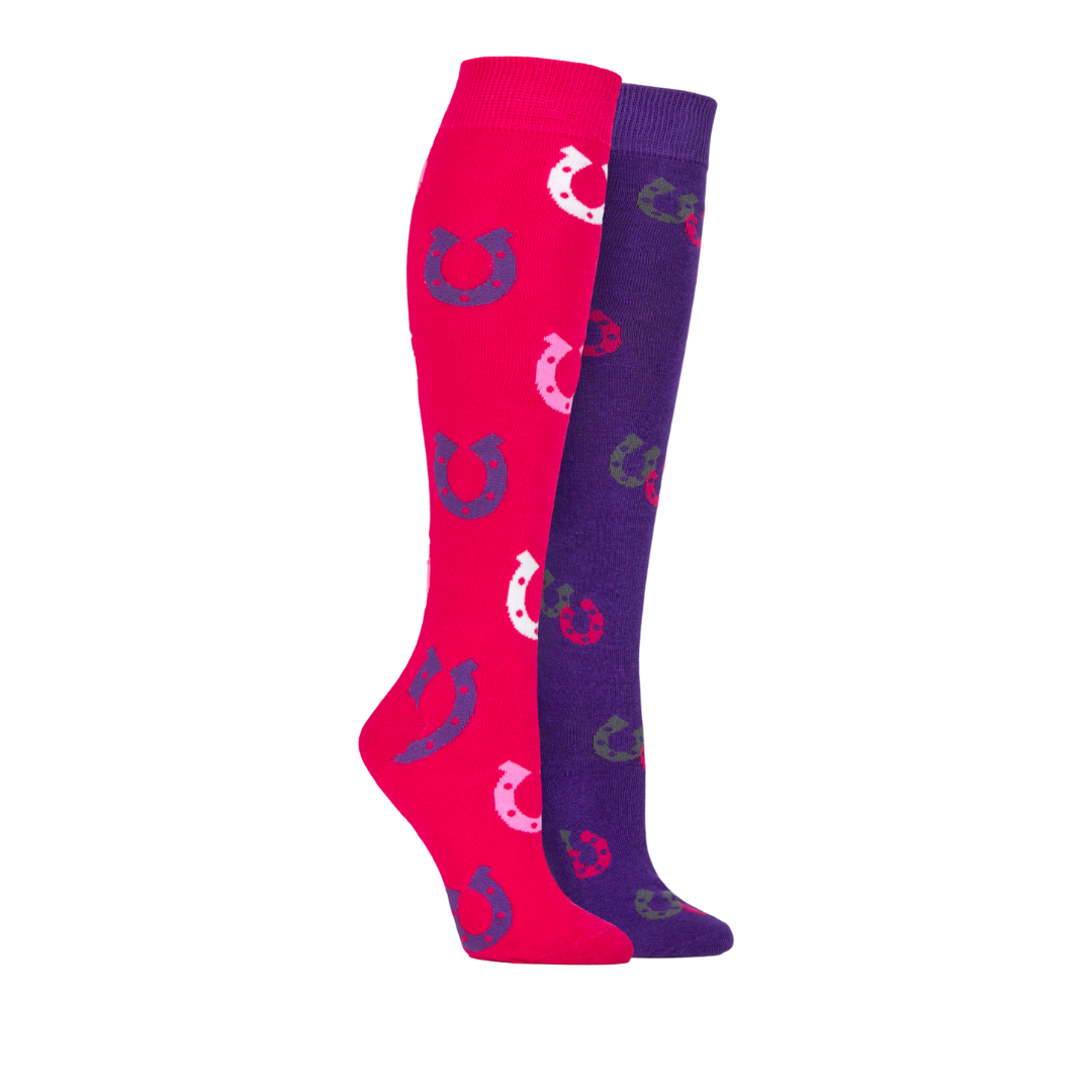 Storm Bloc Knee High Socks - Horseshoe Design - Twin Pack – Multiple sizes/colours