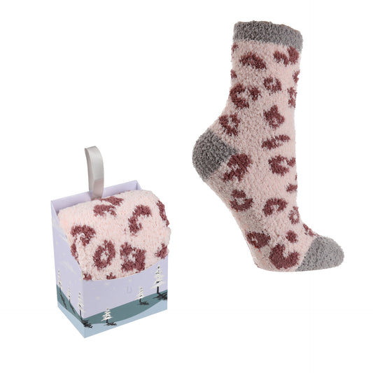 Wild Feet - Women's Fluffy Anti-Slip Socks - Leopard