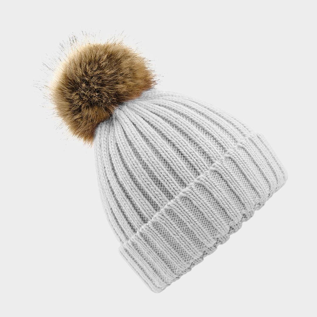 Fur Pom Chunky Knit Beanie - Multiple Colours