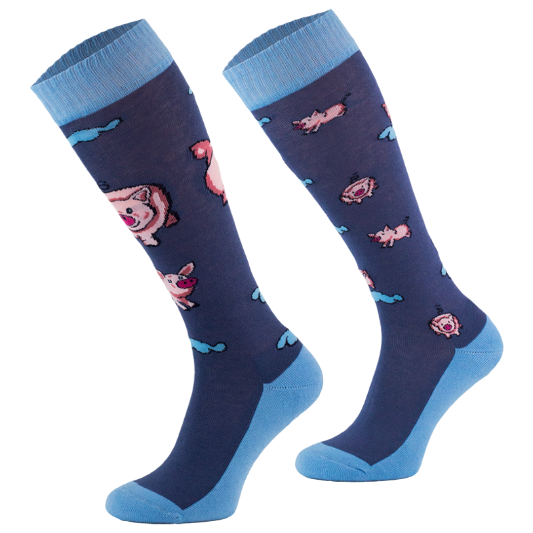 Comodo - Knee High Riding Socks - Little Pigs - Novelty Odd Socks