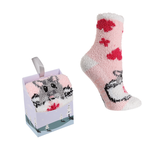 Wild Feet - Women's Fluffy Anti-Slip Socks - Mouse