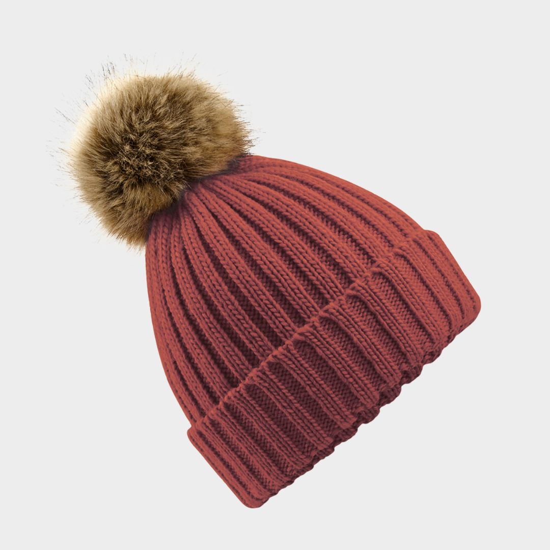 Fur Pom Chunky Knit Beanie - Multiple Colours