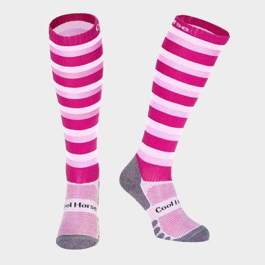 Cool Horse Socks - Competition Sock - Pink Stripes - UK 12-3