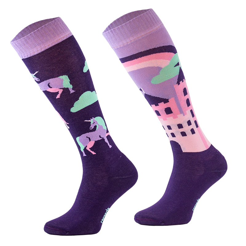Comodo - Knee High Riding Socks - Purple Unicorn - Novelty Odd Socks