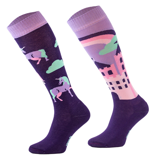 Comodo - Knee High Riding Socks - Purple Unicorn - Novelty Odd Socks