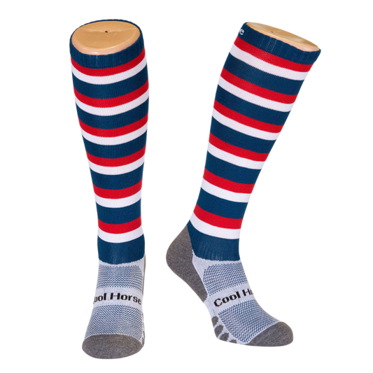 Cool Horse Socks - Competition Sock - Red, White & Blue Stripes