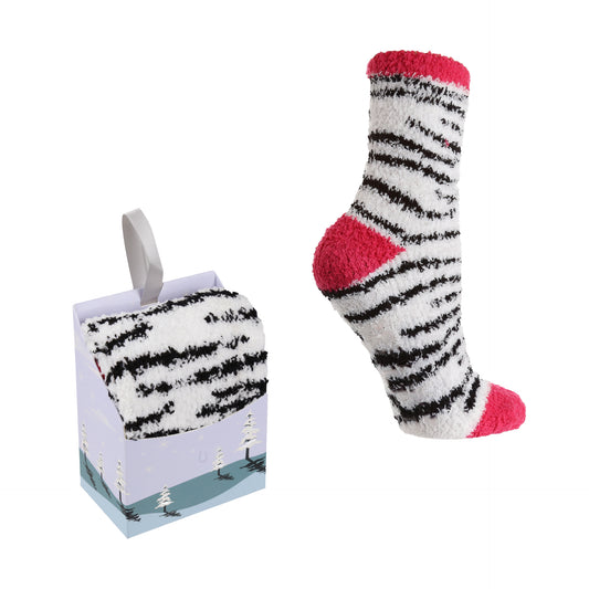 Wild Feet - Women's Fluffy Anti-Slip Socks - Zebra