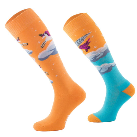 My Horse Shop - Comodo - Comodo - Knee High Riding Socks - Orange Unicorn - Novelty Odd Socks