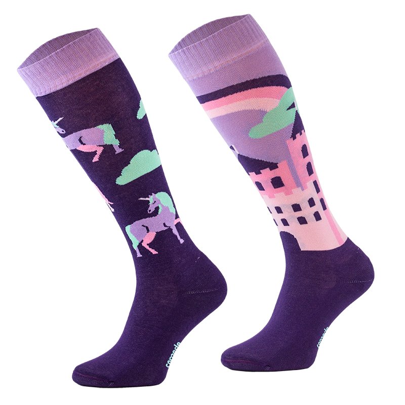 My Horse Shop - Comodo - Comodo - Knee High Riding Socks - Purple Unicorn - Novelty Odd Socks